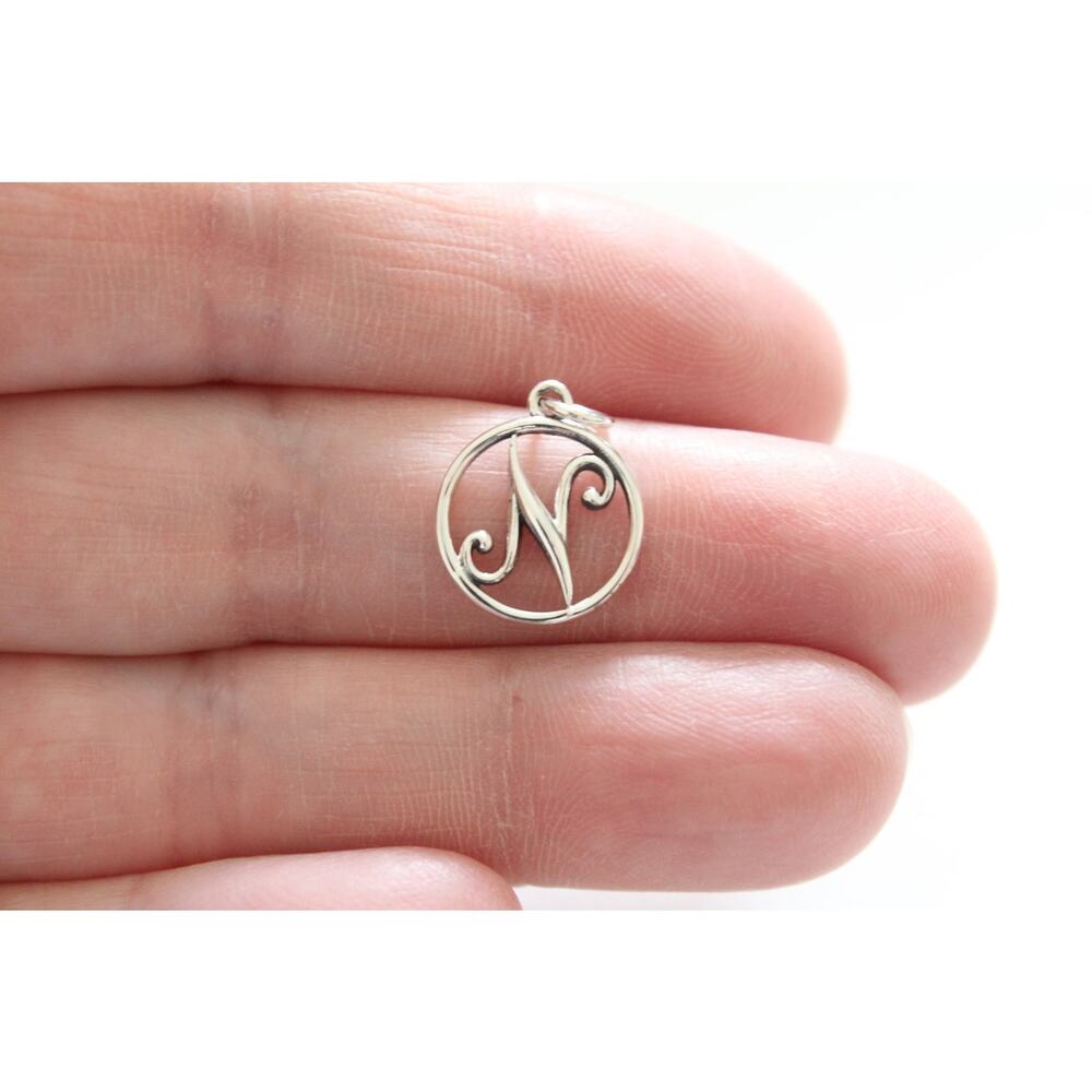 Sterling Silver Rustic Cursive Initial Charm Lett… - image 1